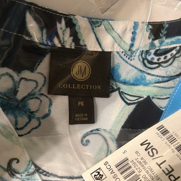 New Petite Printed Henley-Neck 3/4-Sleeve Top, Created for Macy's - Picture 4 of 4